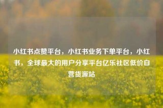 小红书点赞平台，小红书业务下单平台，小红书，全球最大的用户分享平台亿乐社区低价自营货源站