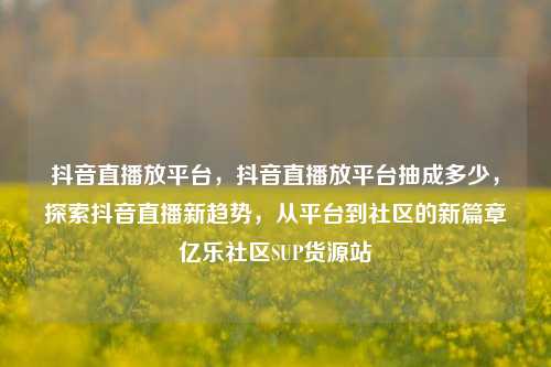 抖音直播放平台	，抖音直播放平台抽成多少，探索抖音直播新趋势，从平台到社区的新篇章亿乐社区SUP货源站  第1张